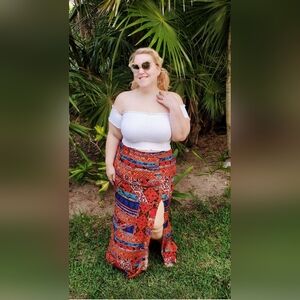 🩷5/$25🩷 Forever21 Vibrant Island Maxi Skirt, Plus Size 2X